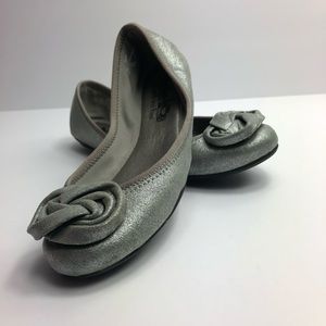 SOLD Coach And Four Silver Ballet Flats